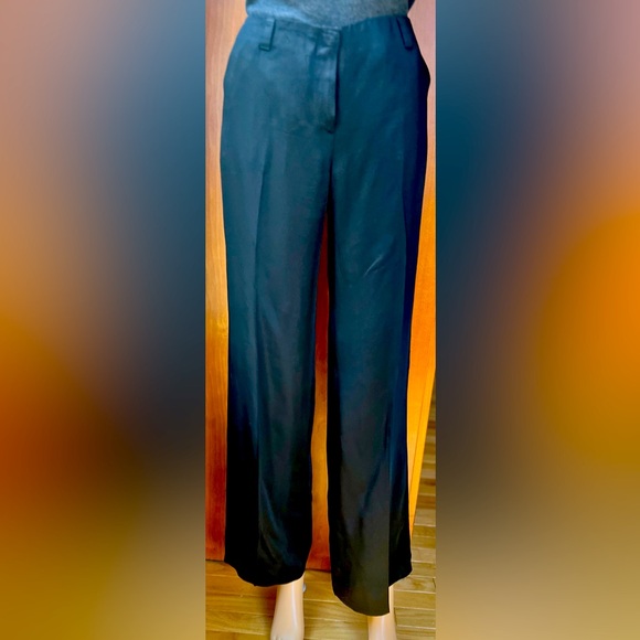 EMPORIO ARMANI Satin Loose Fit Black Pants Size 6 - Picture 2 of 8